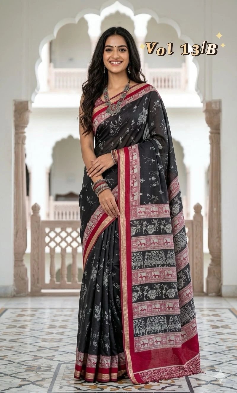 Myra Vol 19 Cotton Silk Digital Printed Zari Weaving Saree 4