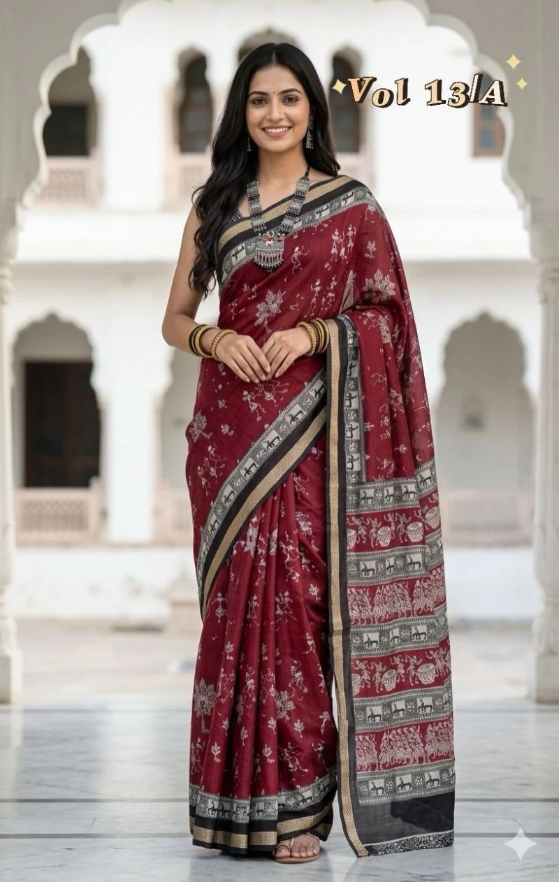 Myra Vol 19 Cotton Silk Digital Printed Zari Weaving Saree 8
