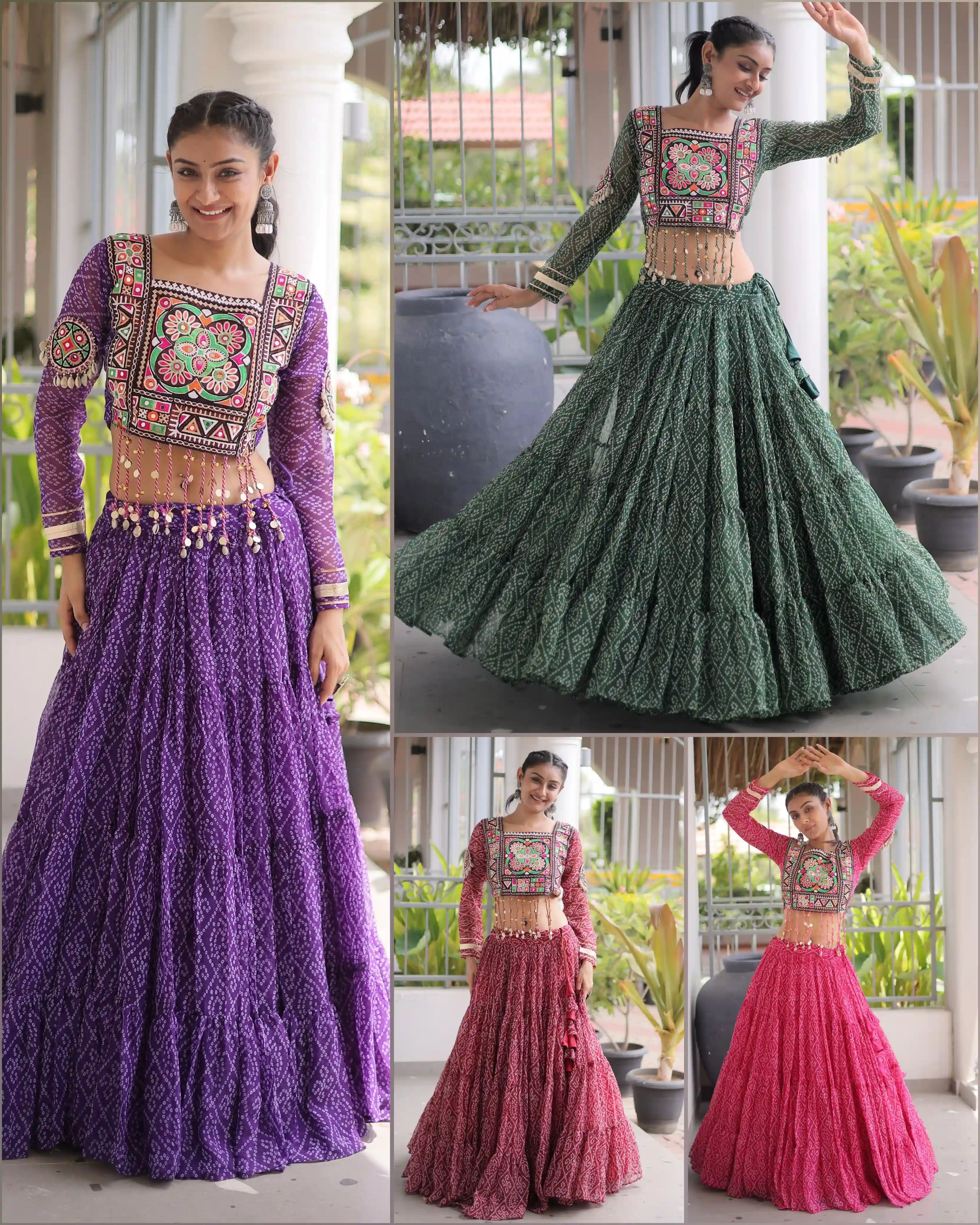 Navratri Collection 2026 Faux Georgette Bandhni Print Lehenga Choli With Kutchi Patchwork