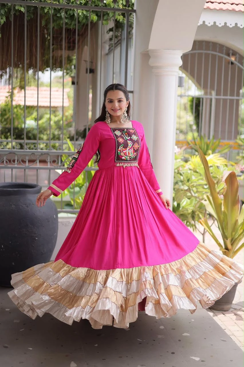 Navratri Gown Collection Rayon Gown With Kutchi Gamthi Work 2