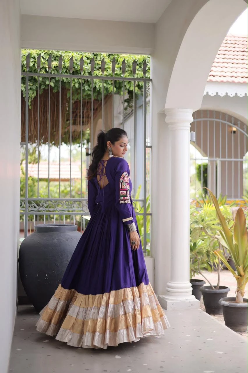Navratri Gown Collection Rayon Gown With Kutchi Gamthi Work 4