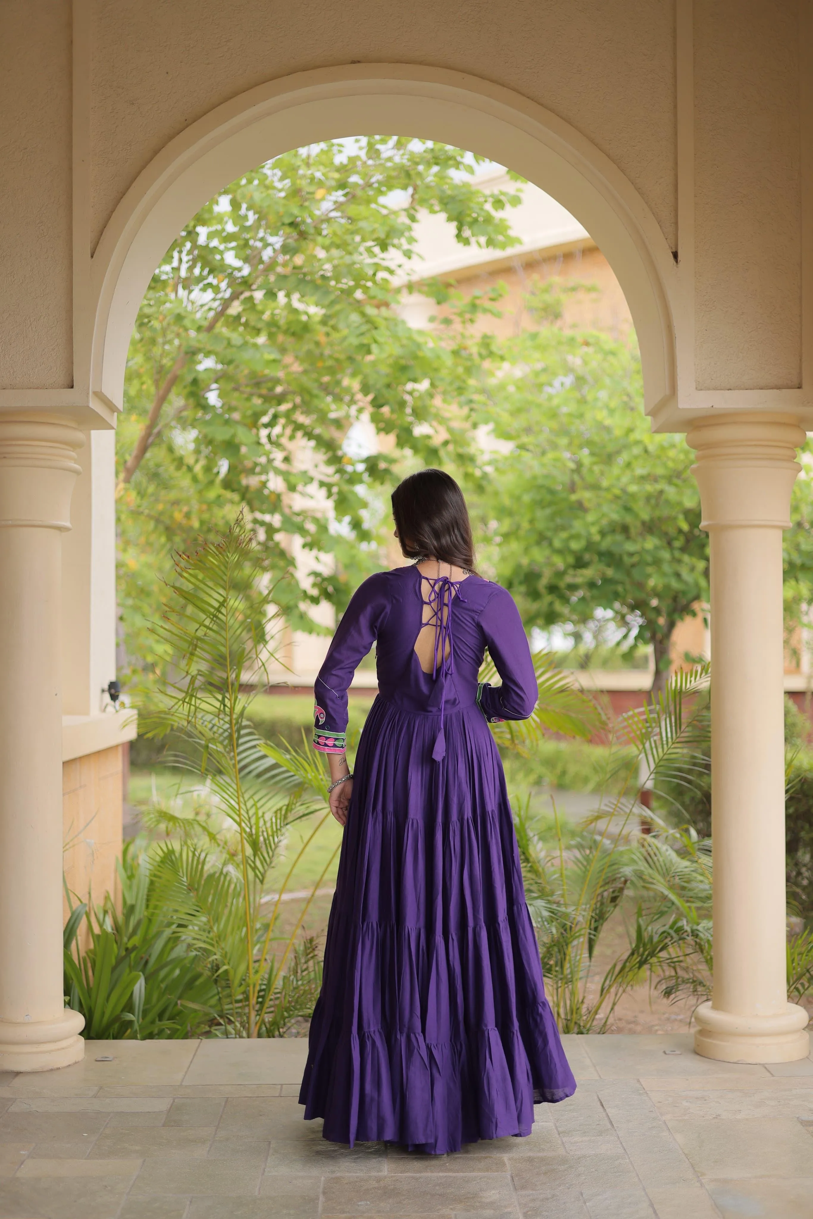 Navratri Gown Collections 2026 Kora Cotton Gown With Multi Thread Embroidery And Mirror Work 5