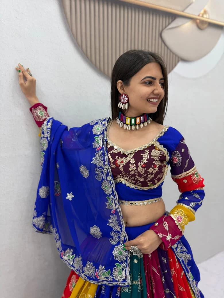 Navratri Special Fox Georgette Lehenga Choli With Embroidery And Mirror Work 1