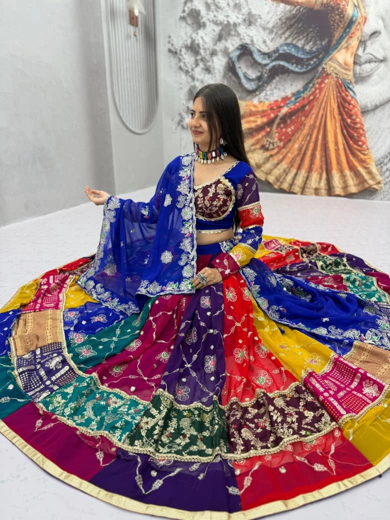 Navratri Special Fox Georgette Lehenga Choli With Embroidery And Mirror Work 2