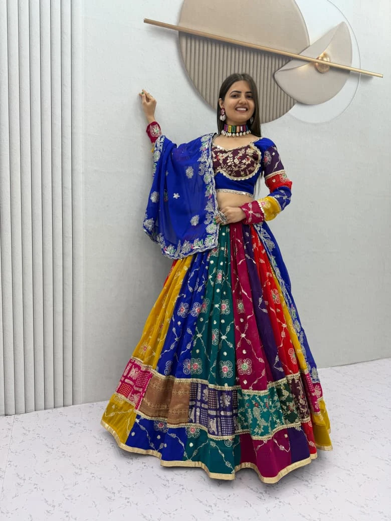 Navratri Special Fox Georgette Lehenga Choli With Embroidery And Mirror Work 4