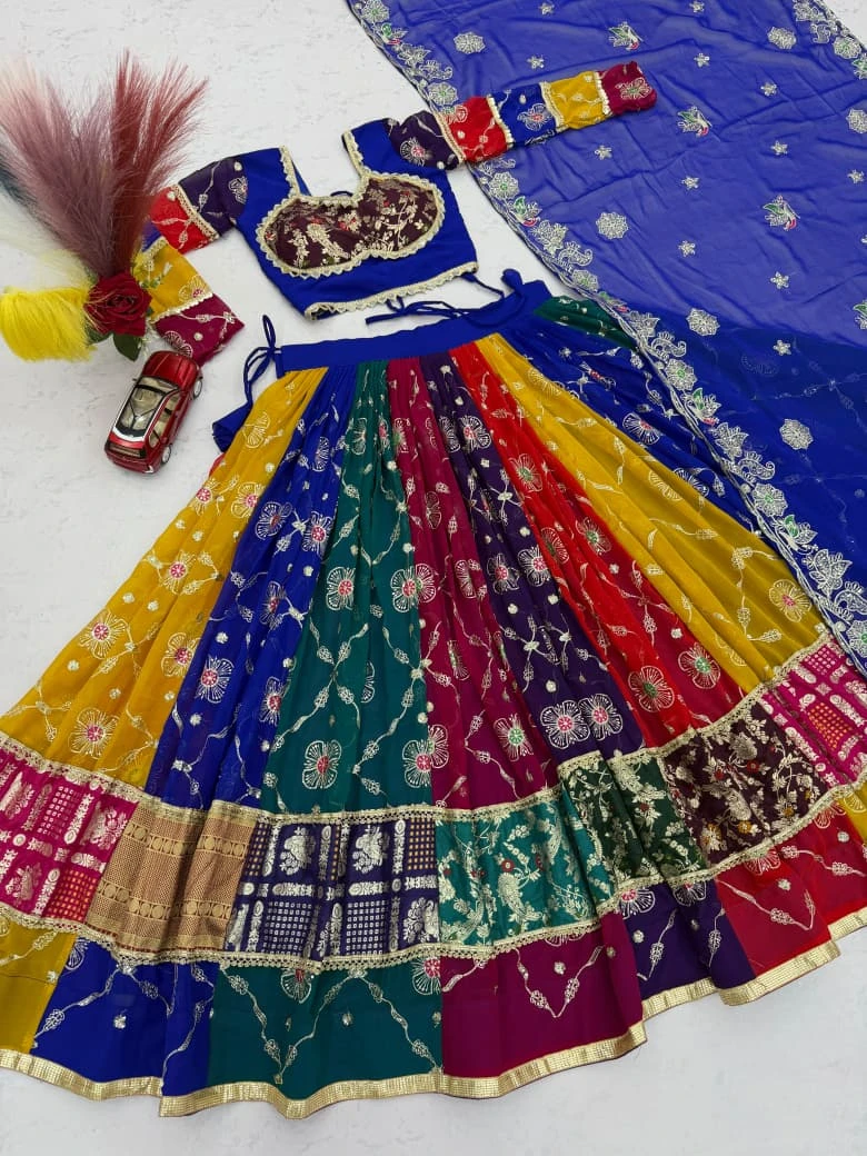 Navratri Special Fox Georgette Lehenga Choli With Embroidery And Mirror Work 6