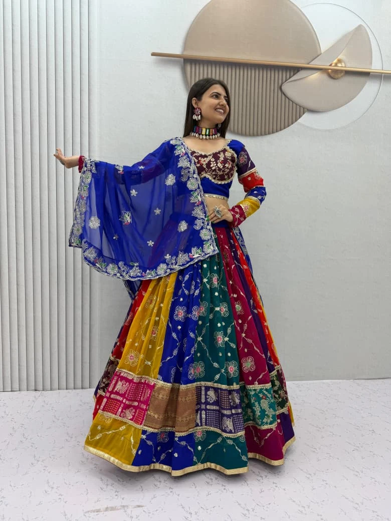 Navratri Special Fox Georgette Lehenga Choli With Embroidery And Mirror Work 7