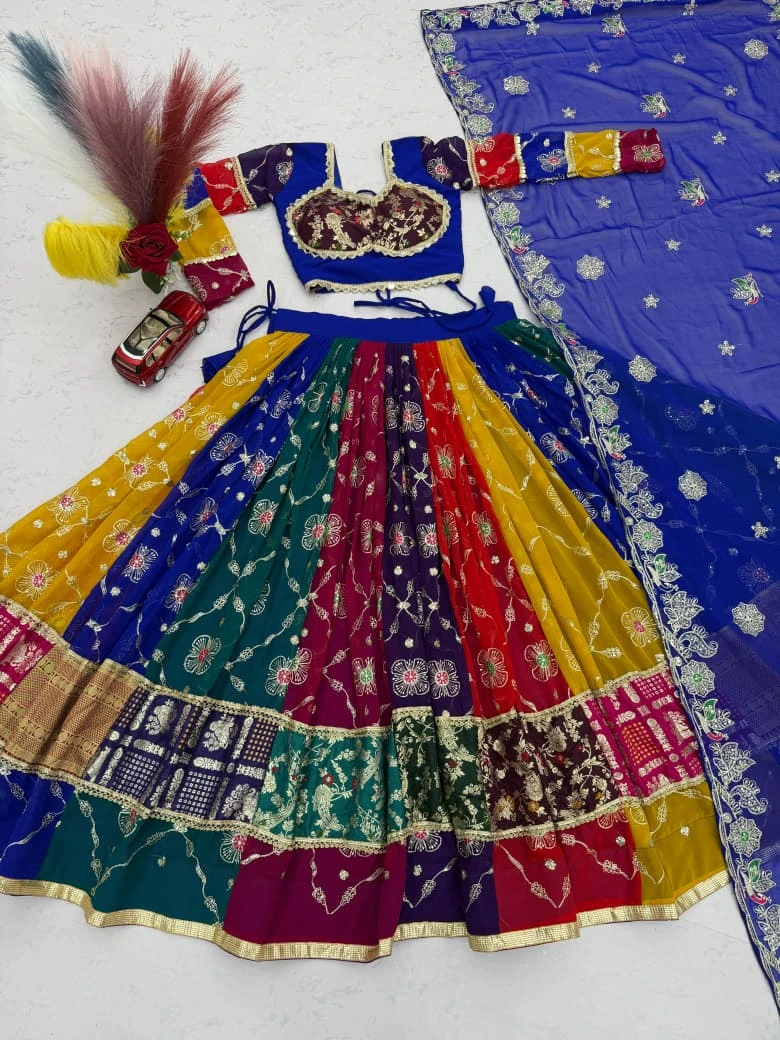 Navratri Special Fox Georgette Lehenga Choli With Embroidery And Mirror Work 8