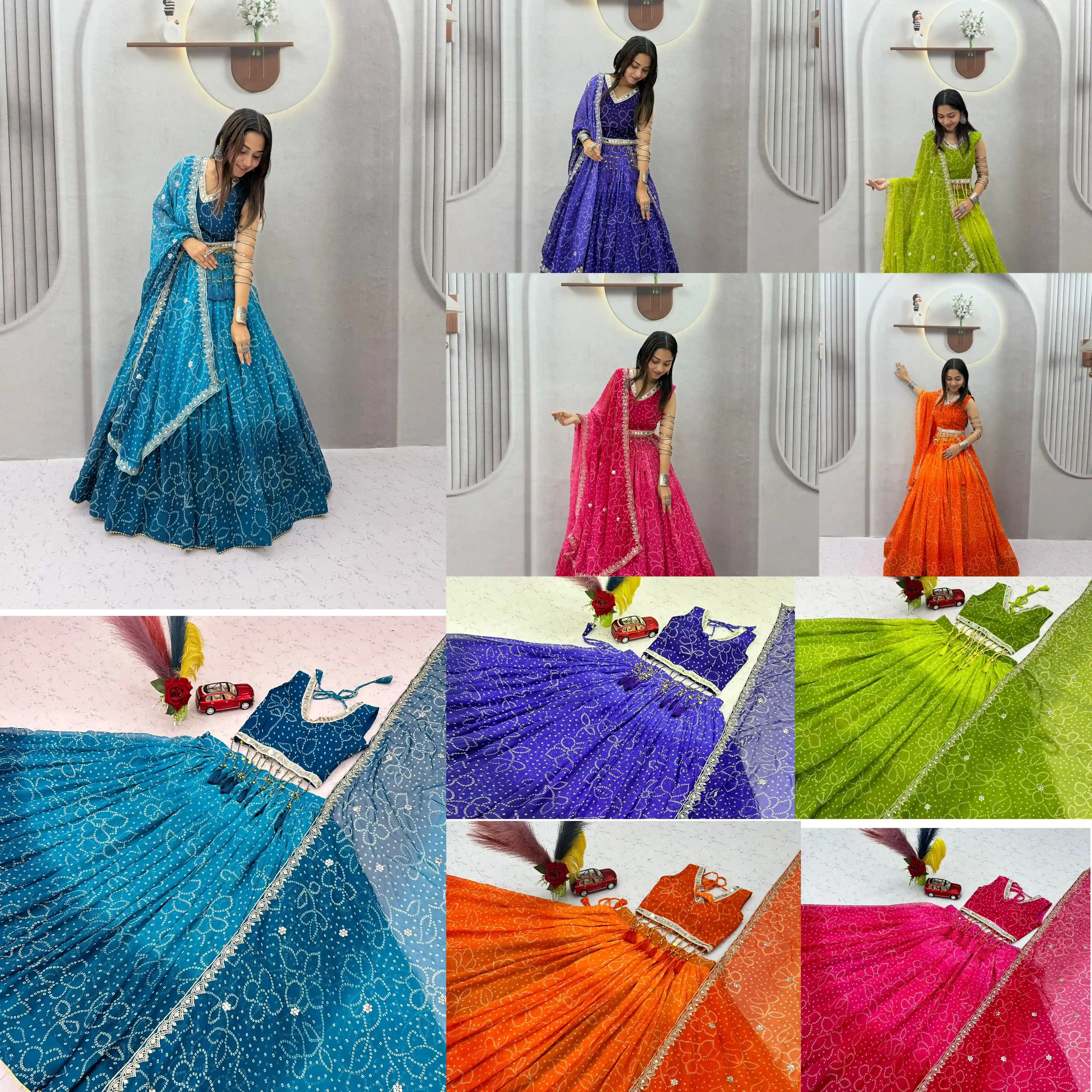Navratri Special Fox Print Georgette Lehenga Choli With Heavy Embroidery And Samosu Lace Work