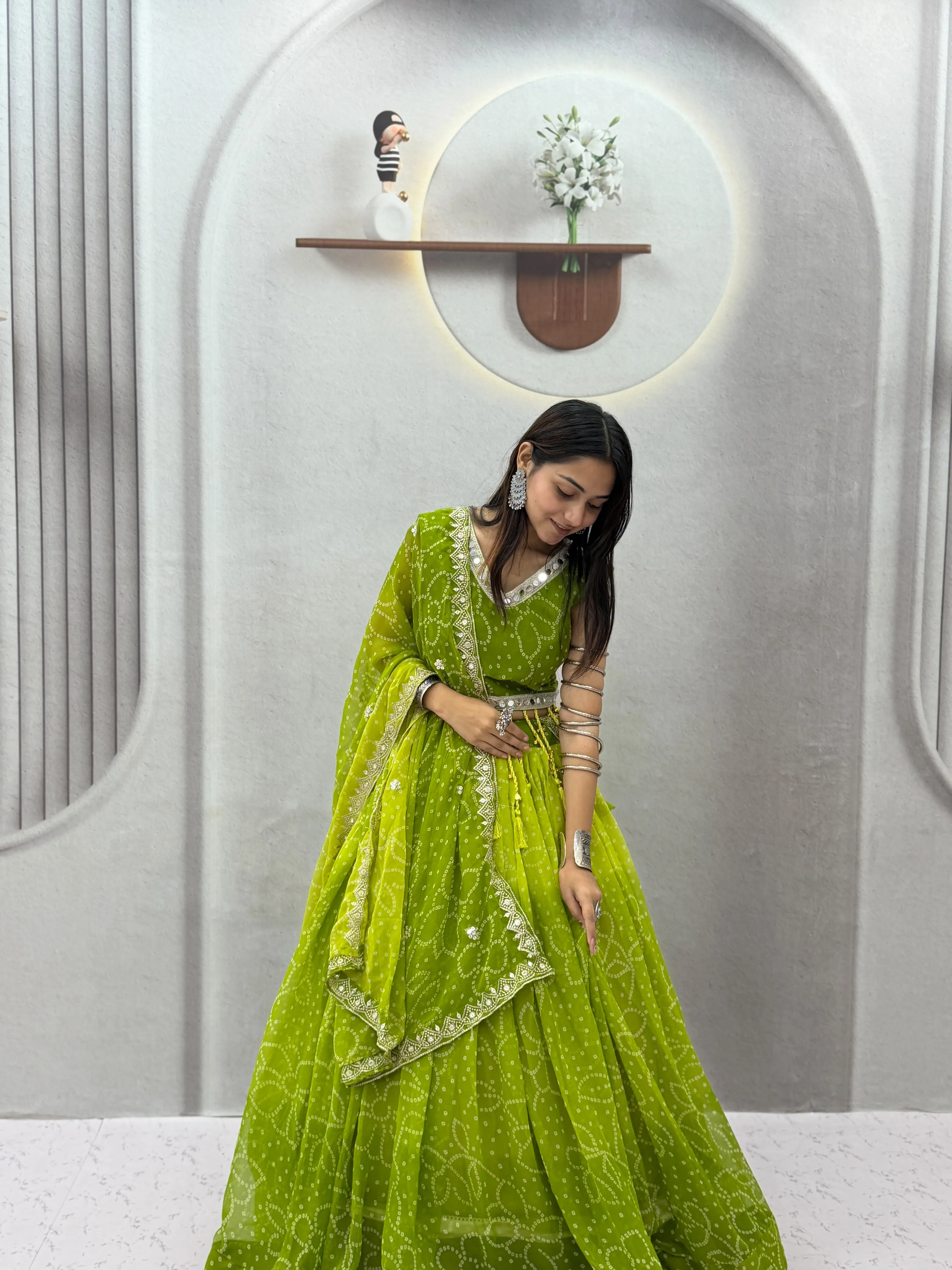 Navratri Special Fox Print Georgette Lehenga Choli With Heavy Embroidery And Samosu Lace Work 5