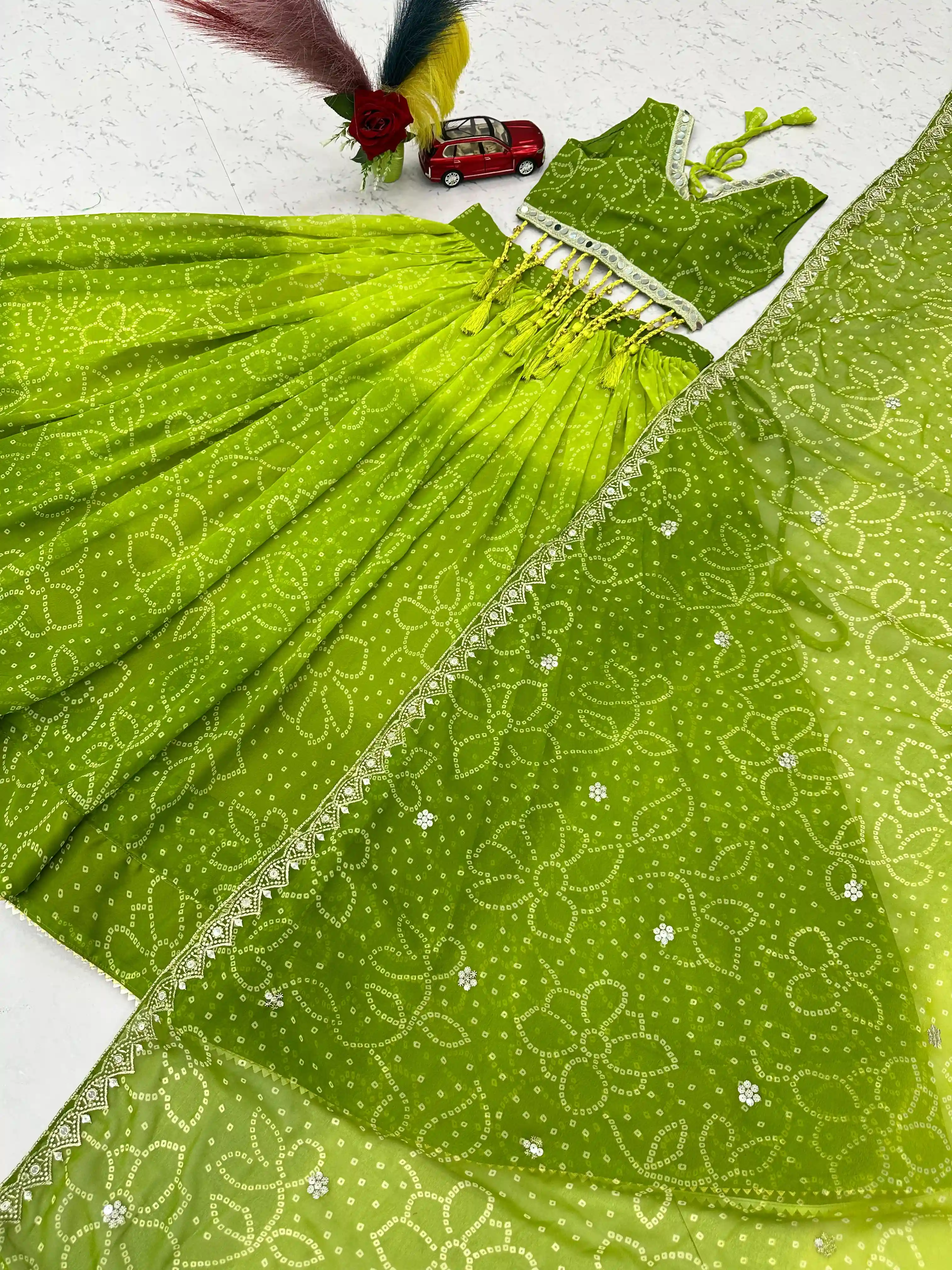 Navratri Special Fox Print Georgette Lehenga Choli With Heavy Embroidery And Samosu Lace Work 8