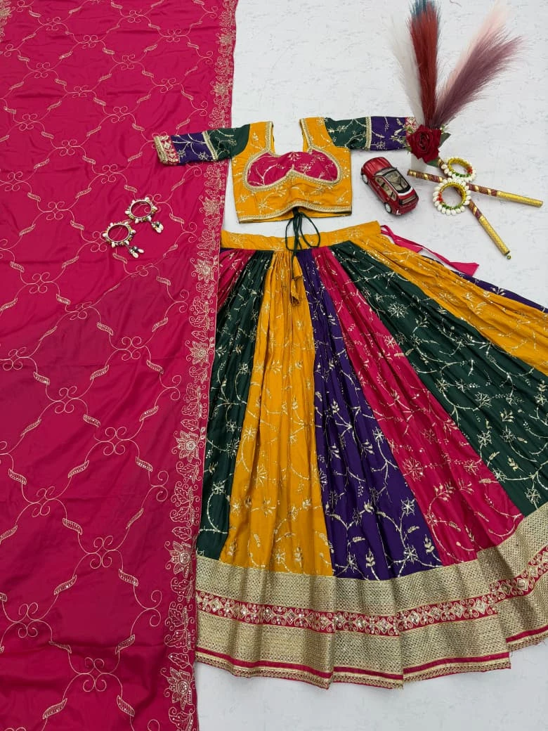Navratri Special Milki Silk Embroidery Lehenga Choli 2