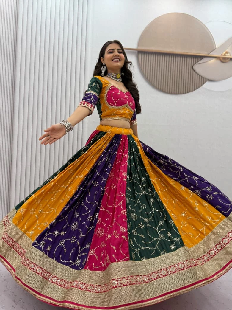 Navratri Special Milki Silk Embroidery Lehenga Choli 4