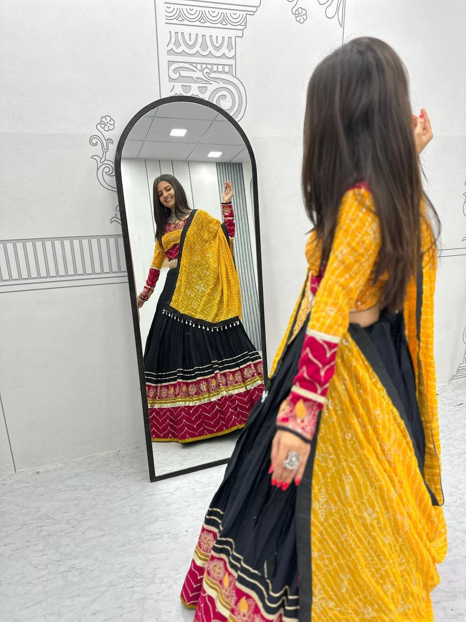 Navratri Special Rayon Cotton Lehenga Choli With Embroidery And Ribbon Lace Work 10