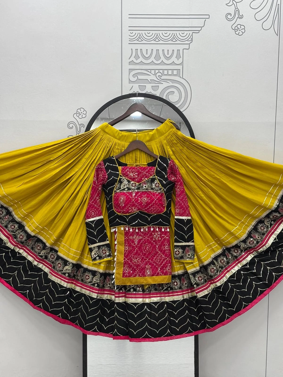 Navratri Special Rayon Cotton Lehenga Choli With Embroidery And Ribbon Lace Work 5