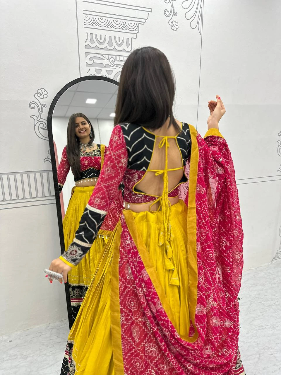 Navratri Special Rayon Cotton Lehenga Choli With Embroidery And Ribbon Lace Work 6