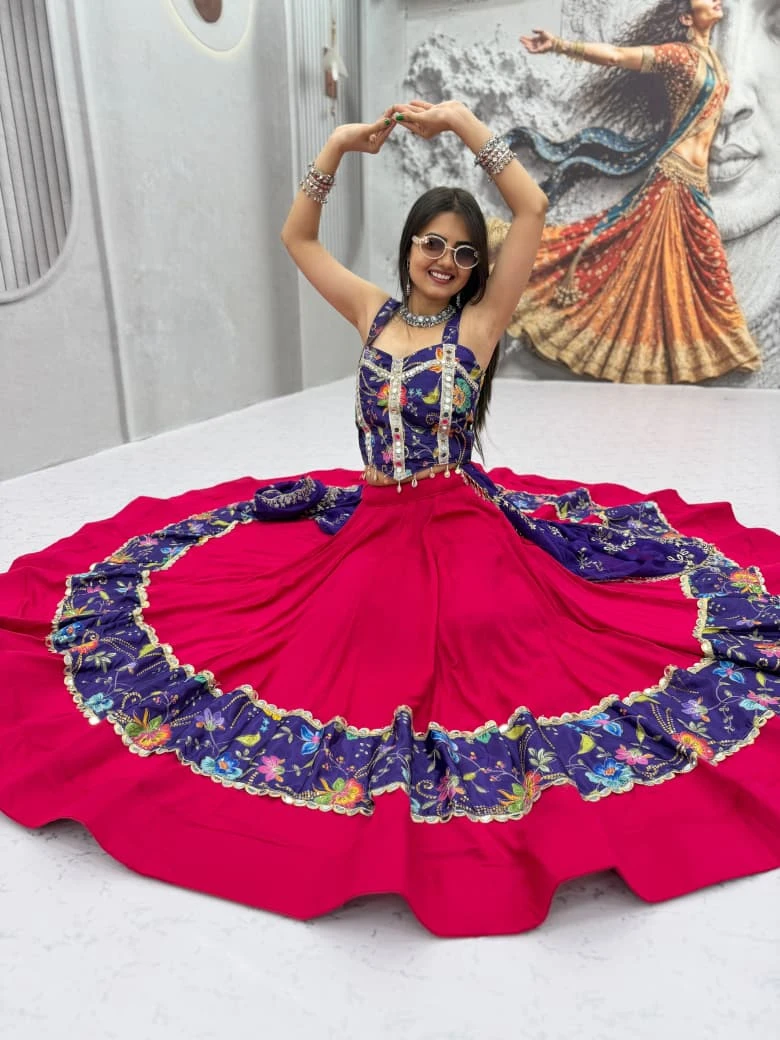 Navratri Special Rayon Cotton Lehenga Choli With Real Mirror Work Jacket 3