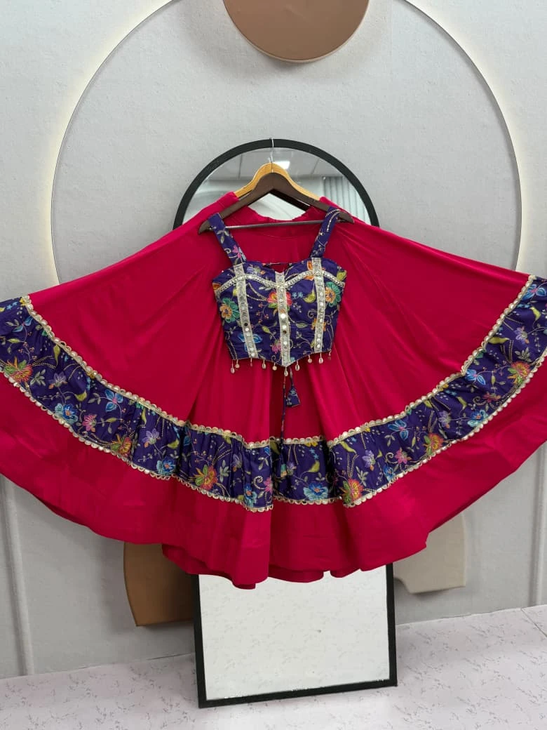 Navratri Special Silk And Rayon Cotton Lehenga Choli With Mirror Work 6