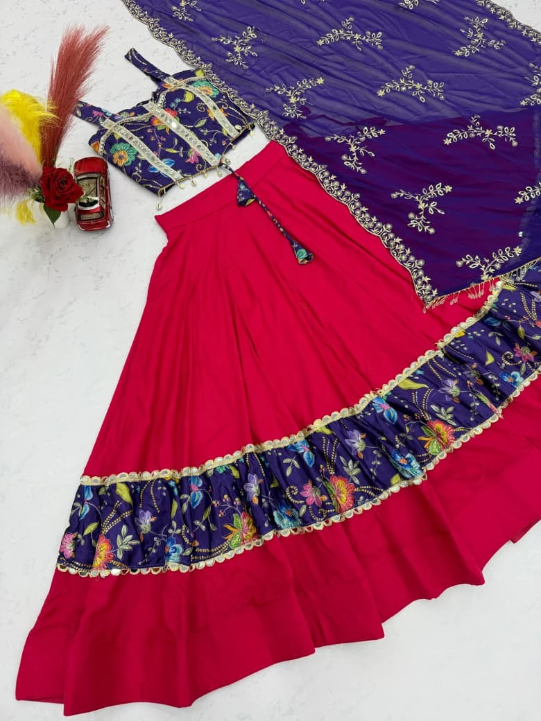 Navratri Special Silk And Rayon Cotton Lehenga Choli With Mirror Work 8