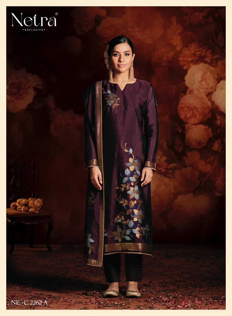 Netra Exclusive Sivara Pure Viscose Woven Silk Jacquard & Bemberg Muslin Salwar Suit 7