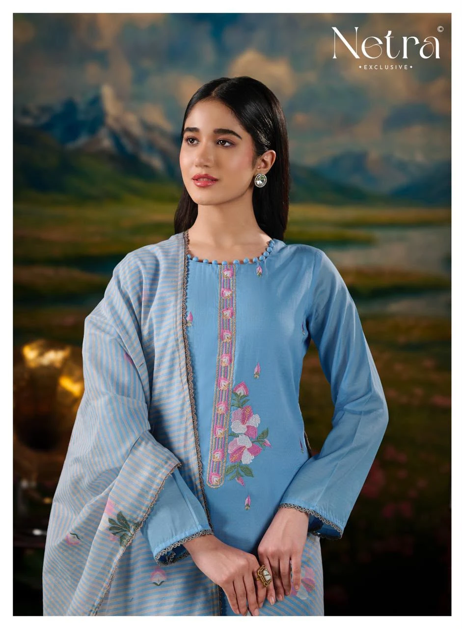 Netra Exclusive Zanya Banarasi Mul Chanderi Suit 13