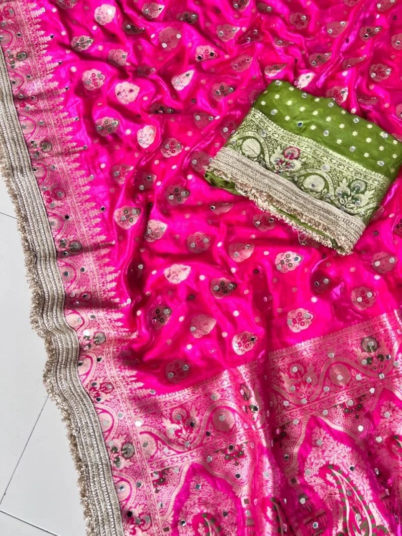 Nnc Silk Soft Space Silk Real Mirror Worked Saree Collection 1
