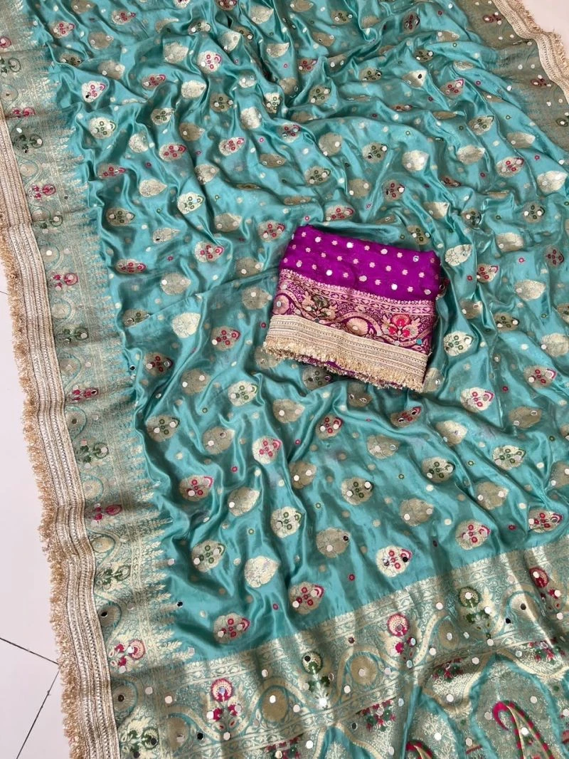 Nnc Silk Soft Space Silk Real Mirror Worked Saree Collection 3