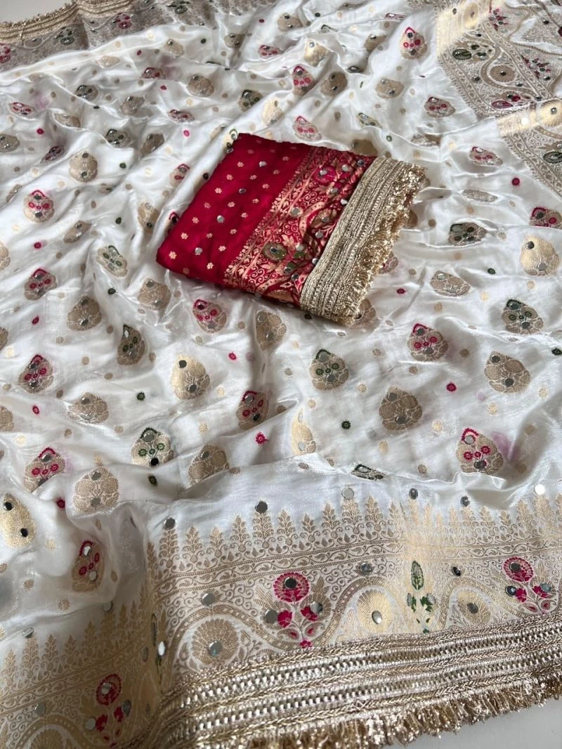 Nnc Silk Soft Space Silk Real Mirror Worked Saree Collection 5