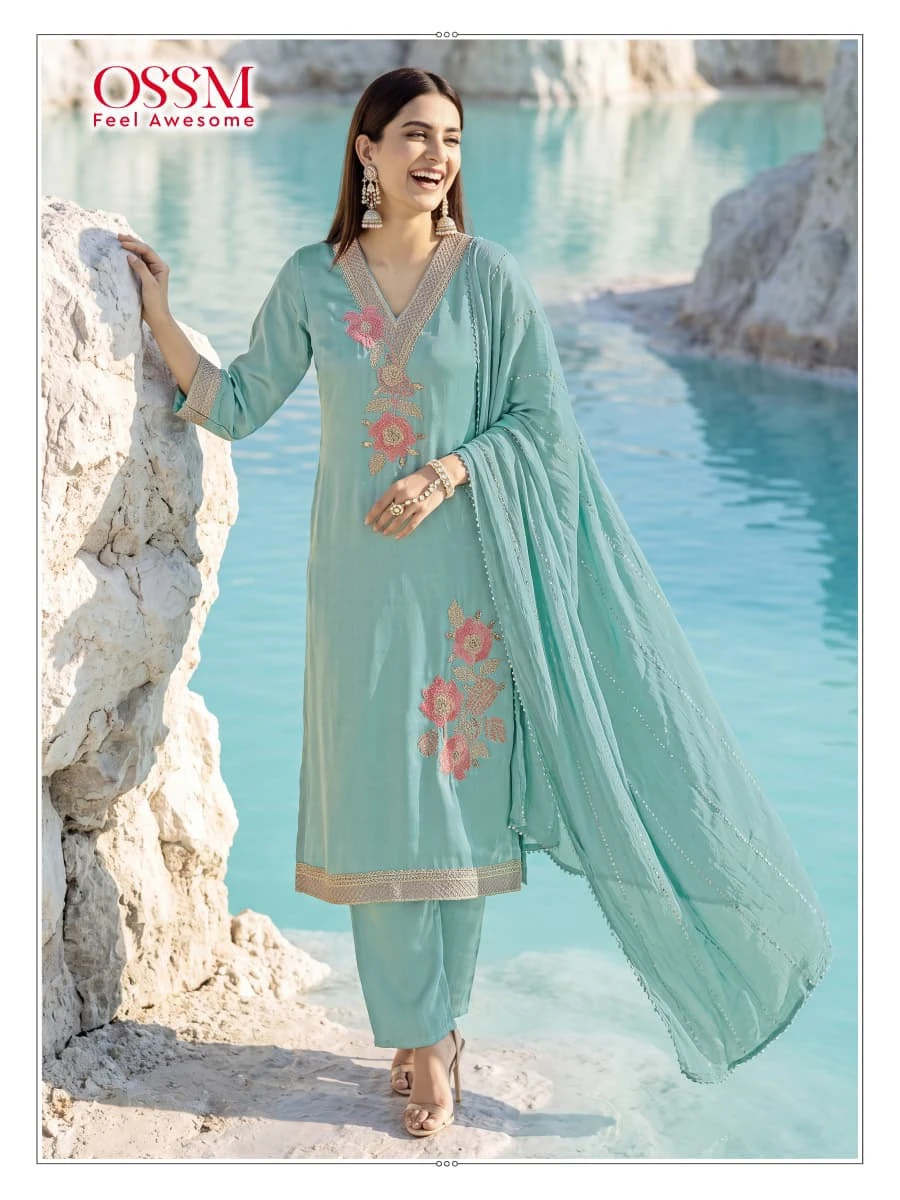 OSSM Gulnaaz Viscose Roman Silk Salwar Suits 2