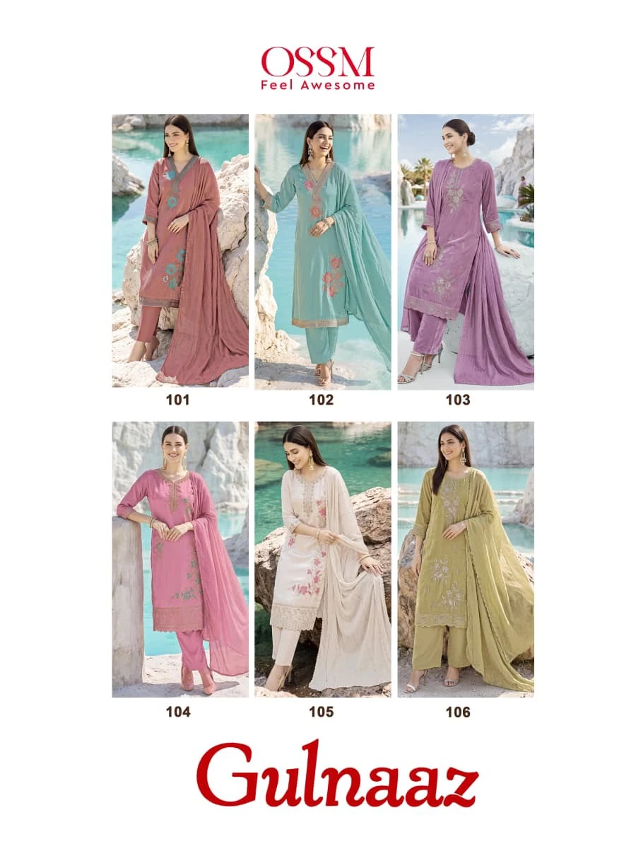 OSSM Gulnaaz Viscose Roman Silk Salwar Suits 8