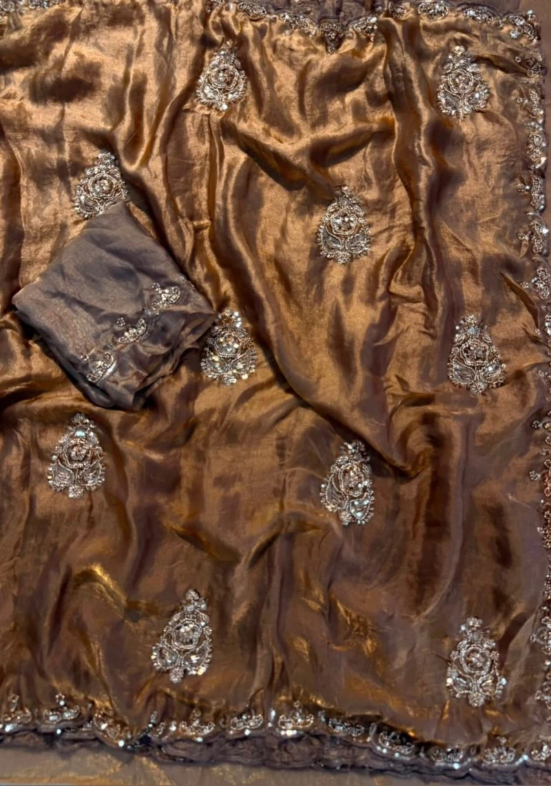 Paisley Vastra Soft Fendi Silk Sequins Saree Collection 2