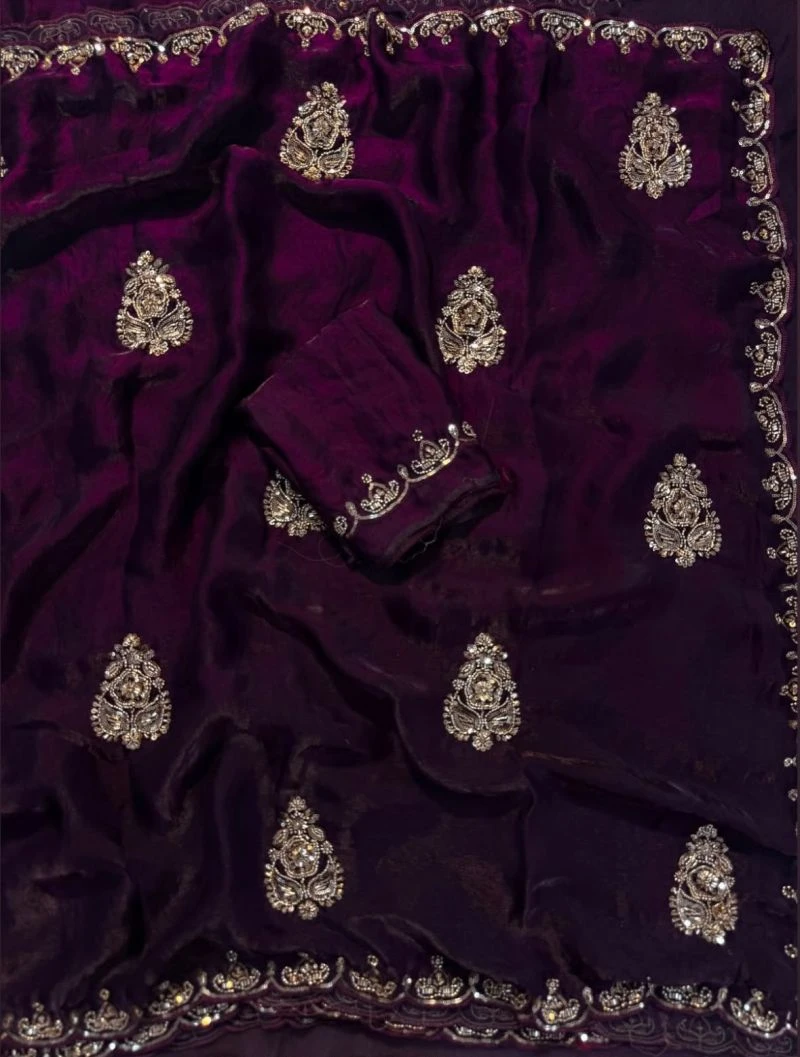 Paisley Vastra Soft Fendi Silk Sequins Saree Collection 5