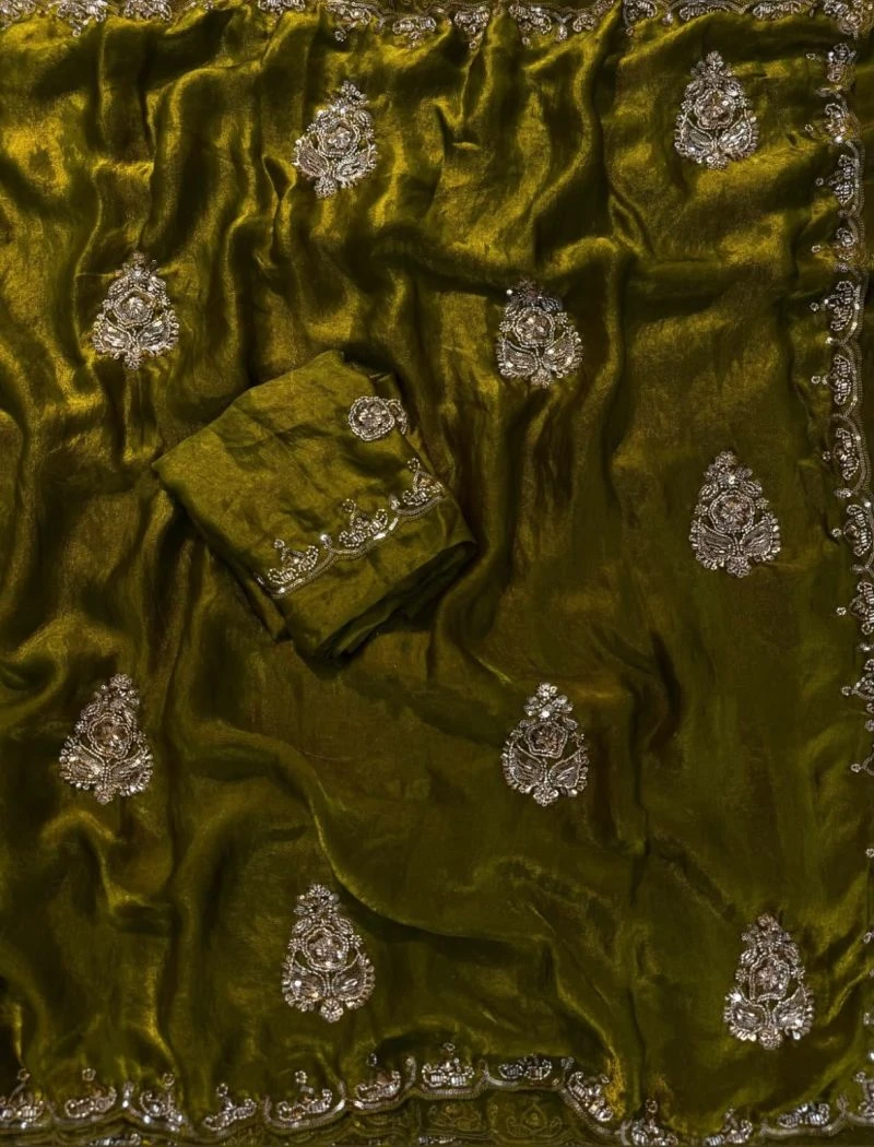 Paisley Vastra Soft Fendi Silk Sequins Saree Collection 6