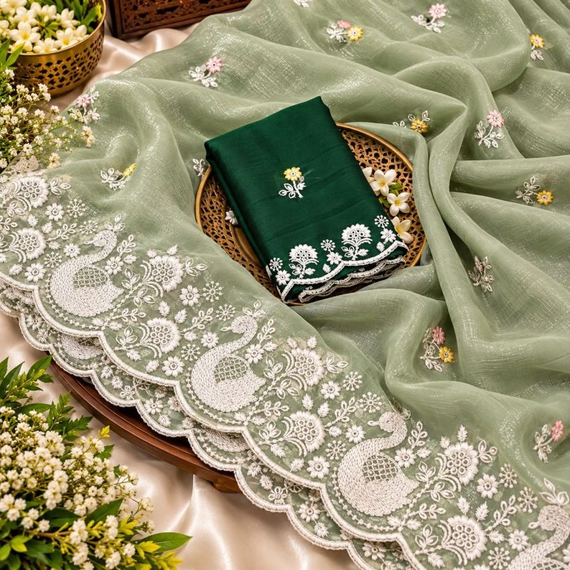 Pringlles Ah Crunchy Peacock Embroidered Saree Collection 6