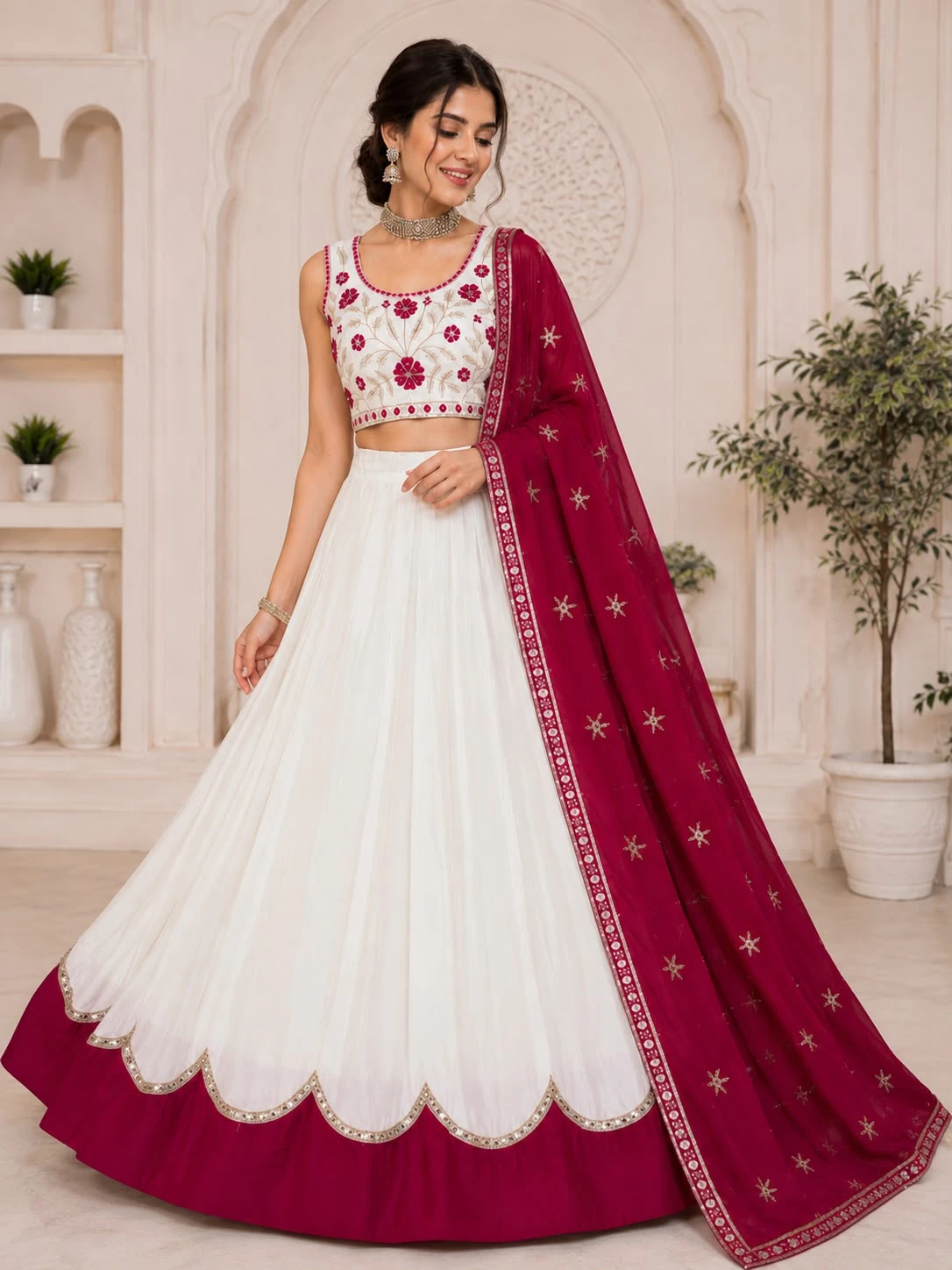 Pure Cotton Lehenga Choli With Fancy Sequin Lace And Embroidery Work