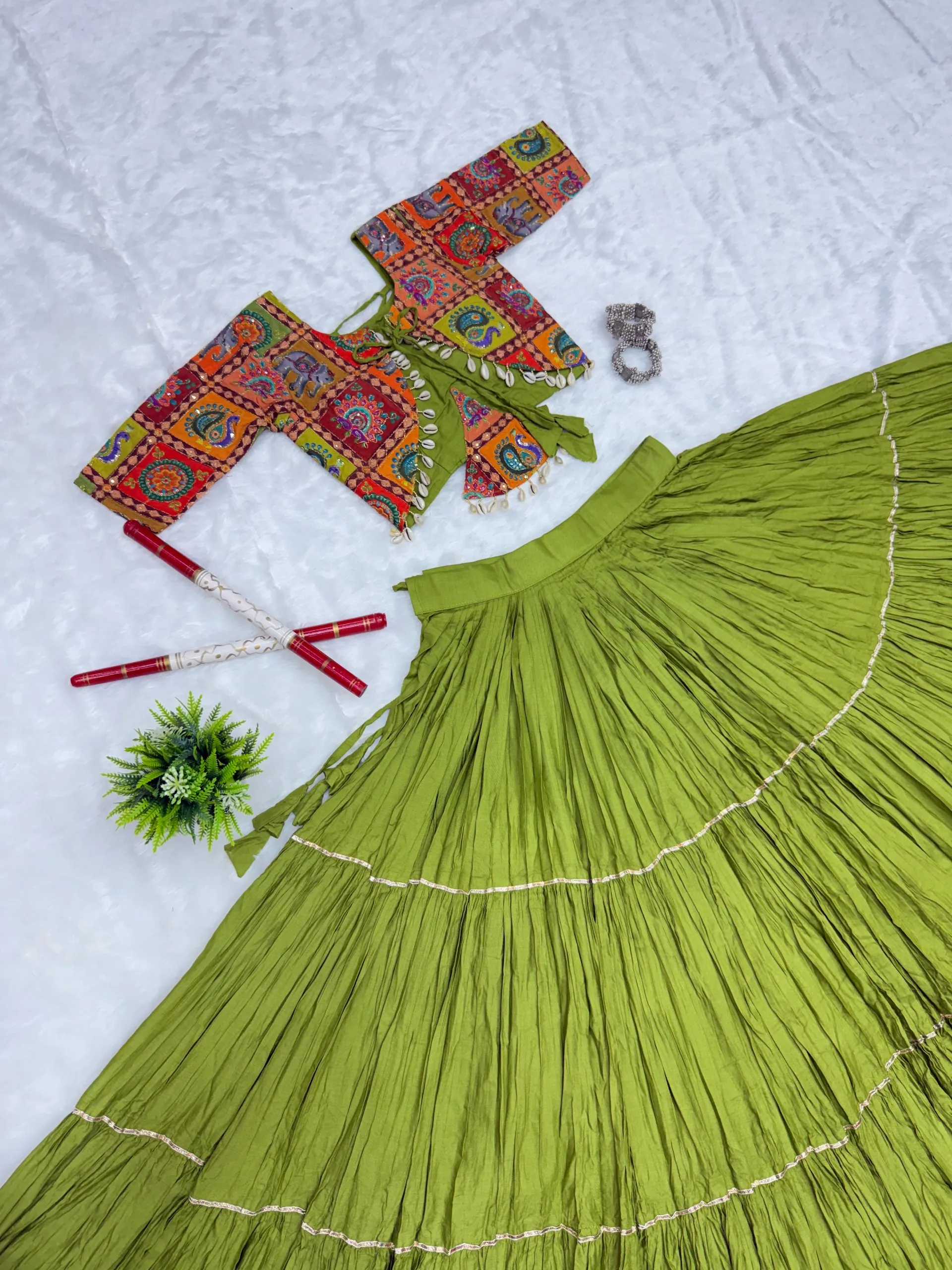 Pure Cotton Lehenga Choli With Ribbon Lace And Kodi Hand Work 4