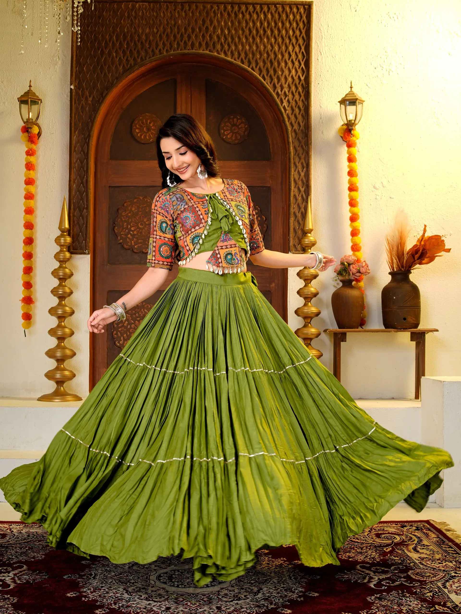 Pure Cotton Lehenga Choli With Ribbon Lace And Kodi Hand Work 6
