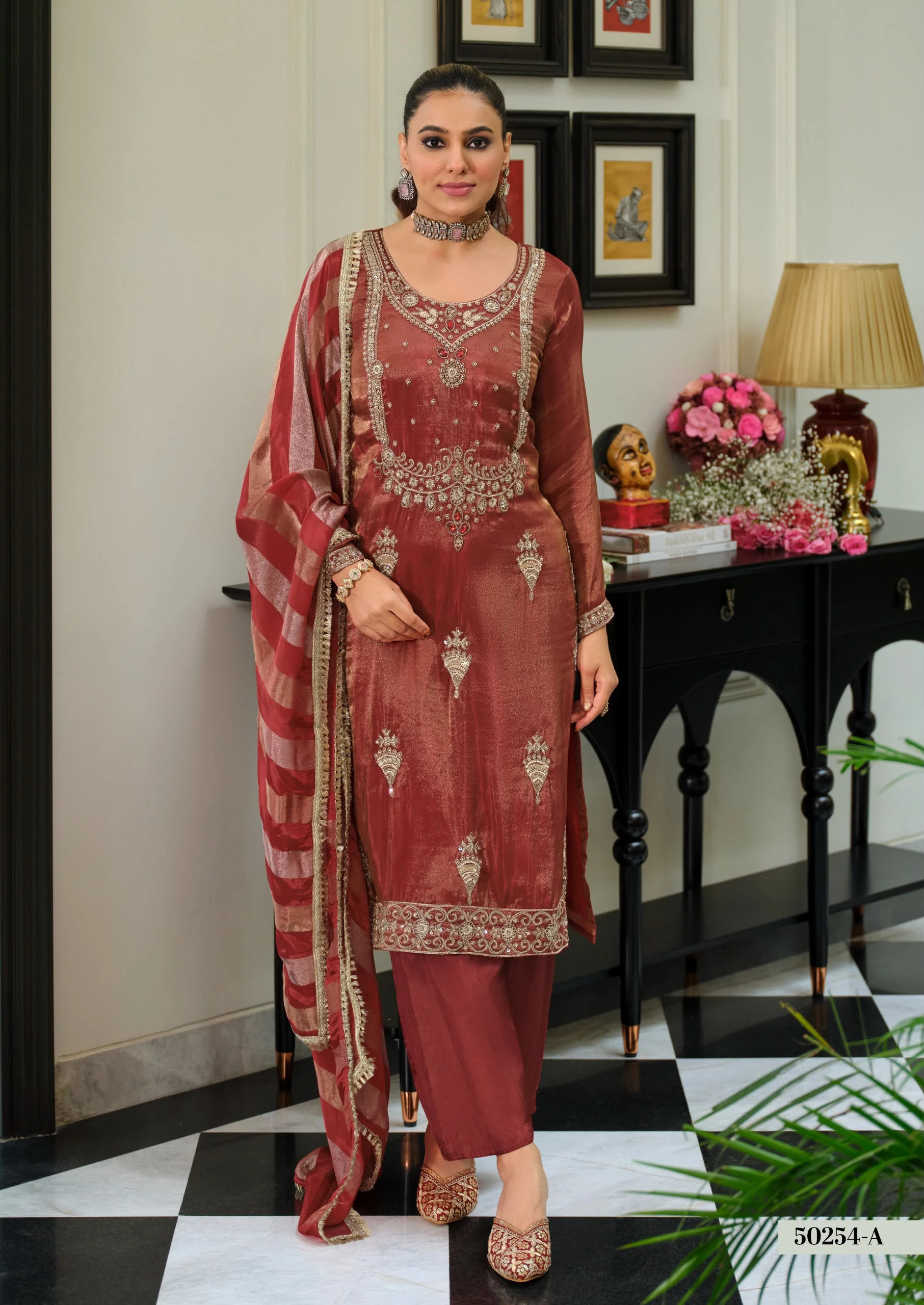 Pure Viscose Simar Embroidery Suit 5