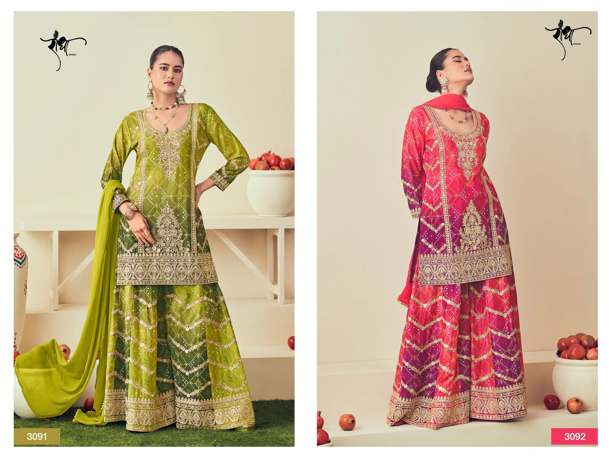 Radha Trendz Rangmahal Heavy Premium Chinon Suit With Embroidery Mirror And Jarkan Work 2