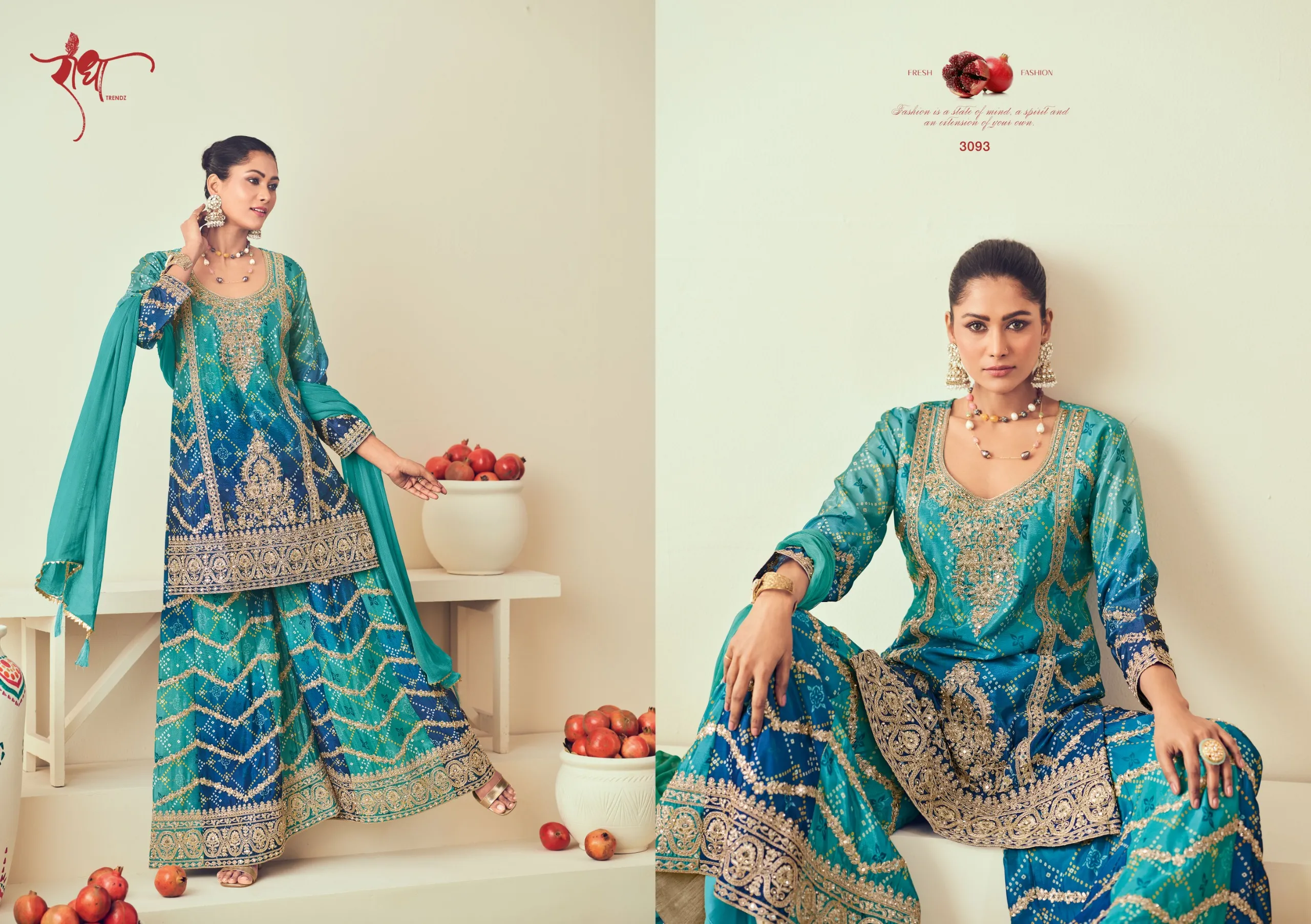 Radha Trendz Rangmahal Heavy Premium Chinon Suit With Embroidery Mirror And Jarkan Work 4