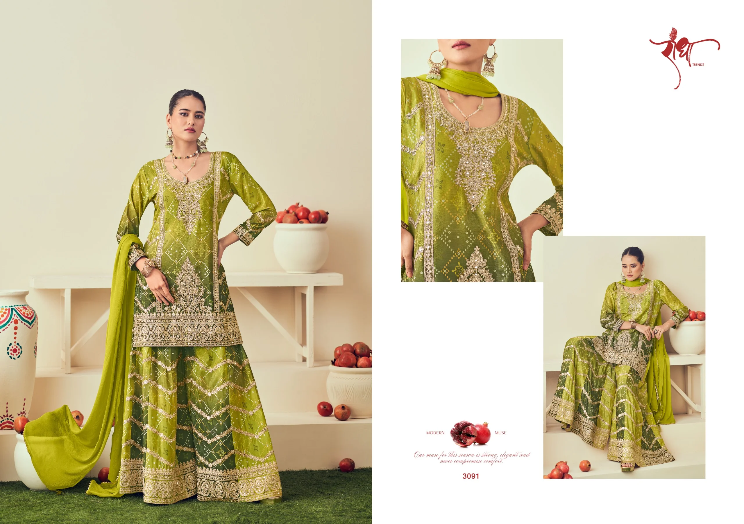 Radha Trendz Rangmahal Heavy Premium Chinon Suit With Embroidery Mirror And Jarkan Work 8