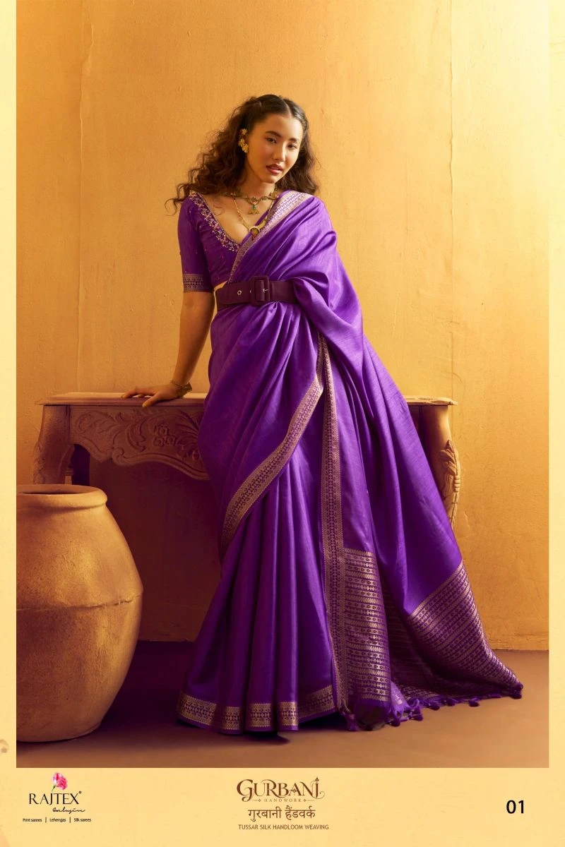 Rajtex Gurbani Tussar Silk Handloom Weaving Saree Collection 10