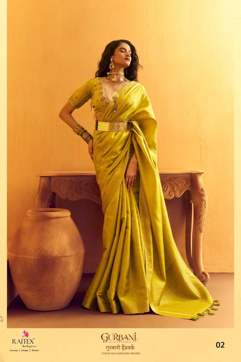 Rajtex Gurbani Tussar Silk Handloom Weaving Saree Collection 12