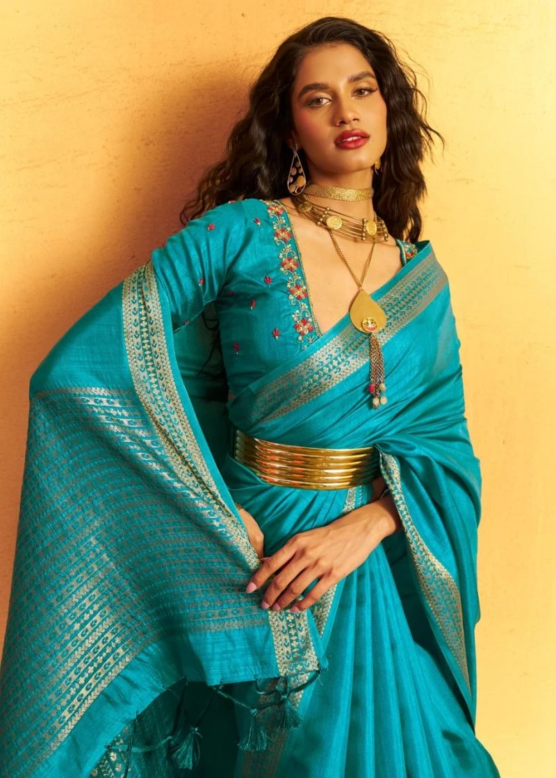 Rajtex Gurbani Tussar Silk Handloom Weaving Saree Collection 13