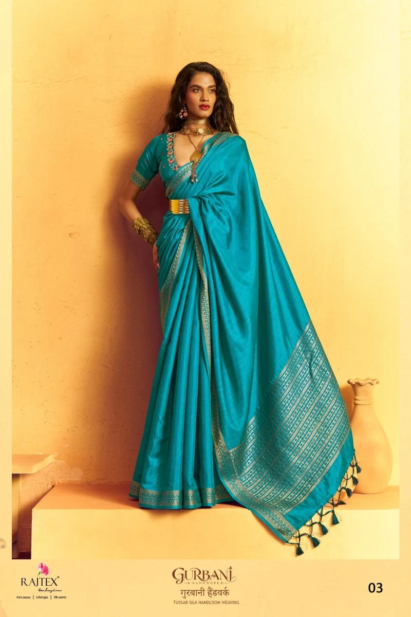 Rajtex Gurbani Tussar Silk Handloom Weaving Saree Collection 8