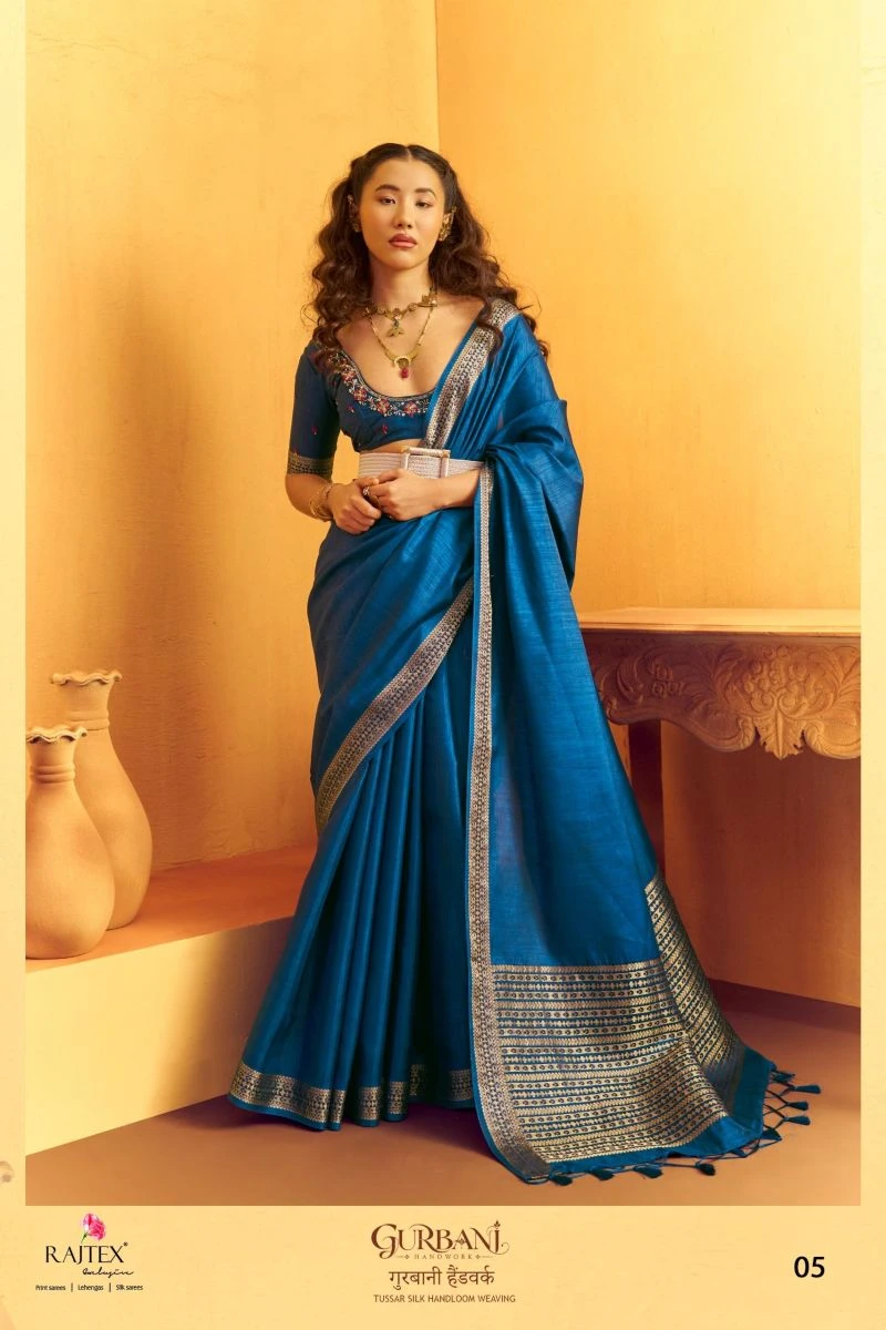 Rajtex Gurbani Tussar Silk Handloom Weaving Saree Collection 9