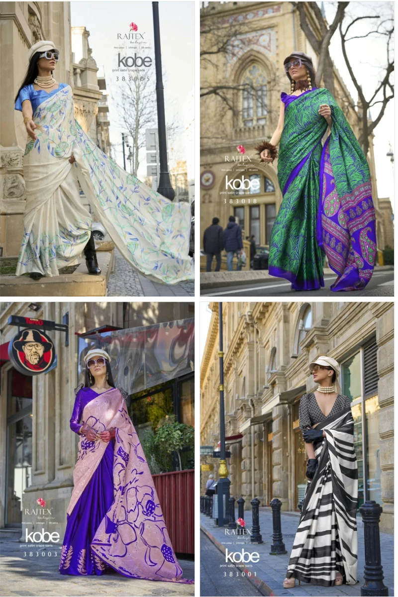 Rajtex Kobe Nx Satin Crepe Modern Printed Saree Collection 14