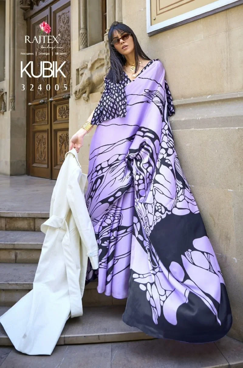 Rajtex Kubik Nx Satin Crepe Printed Fancy Saree Collection
