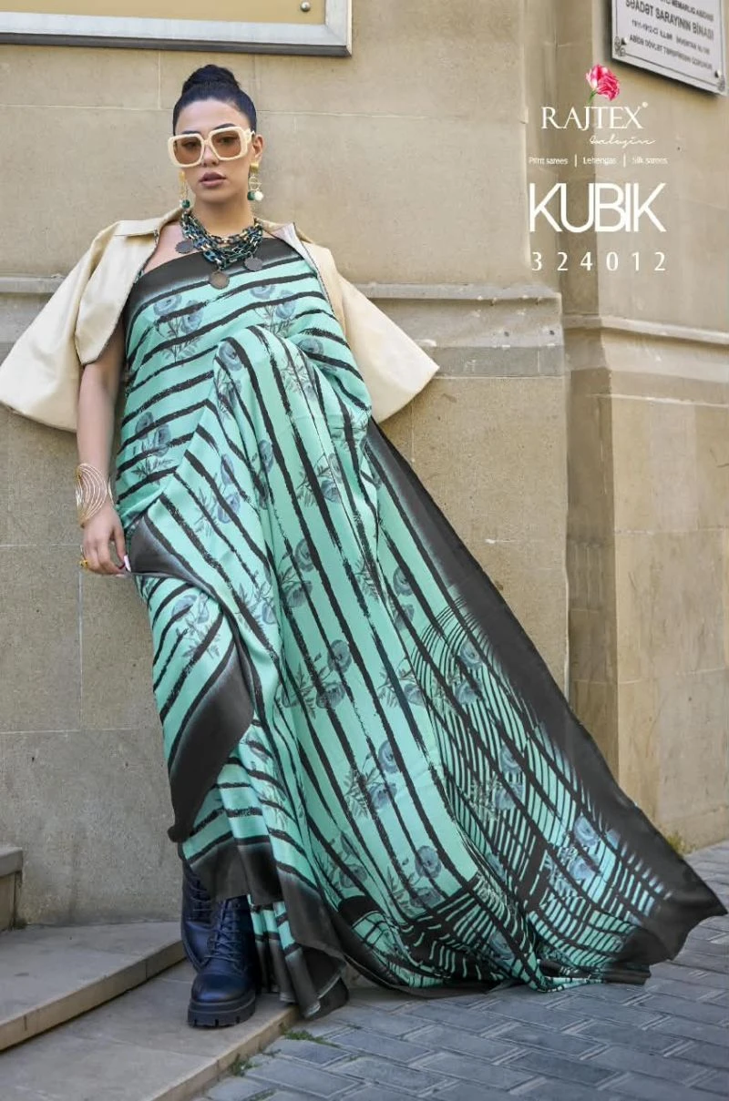 Rajtex Kubik Nx Satin Crepe Printed Fancy Saree Collection 4
