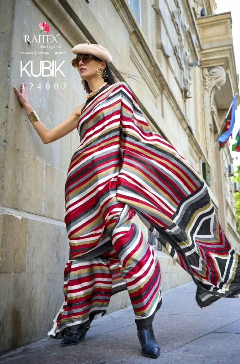 Rajtex Kubik Nx Satin Crepe Printed Fancy Saree Collection 7